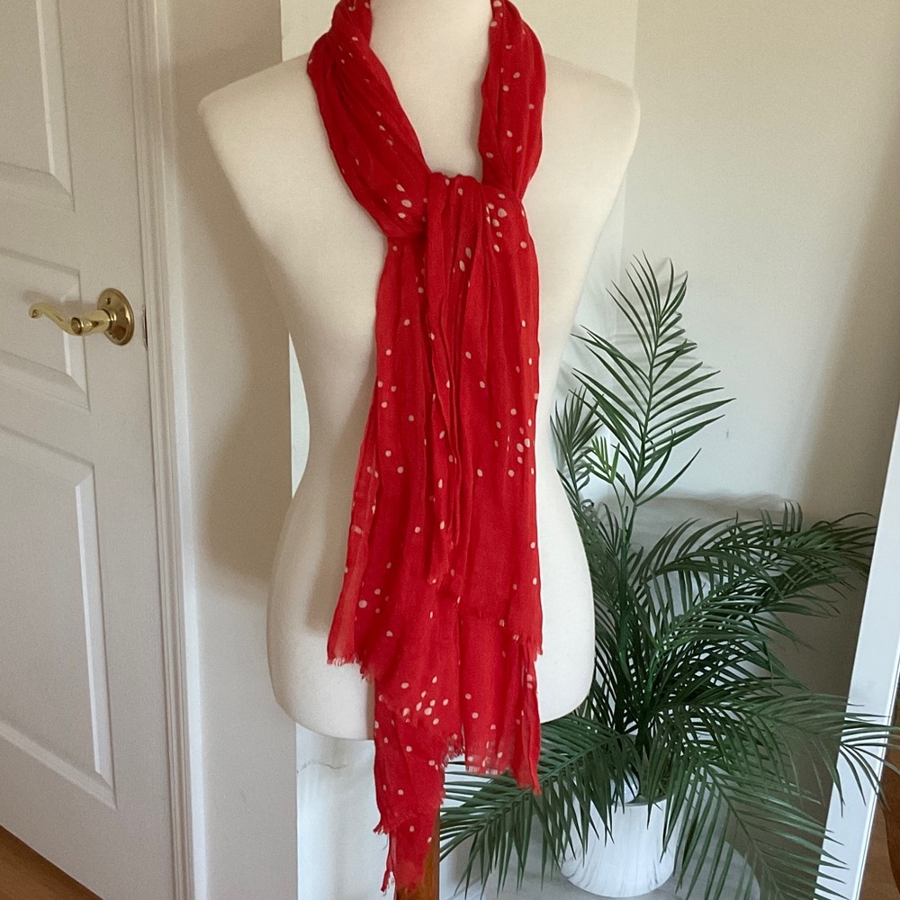 Elegant Red Polka Dot Scarf